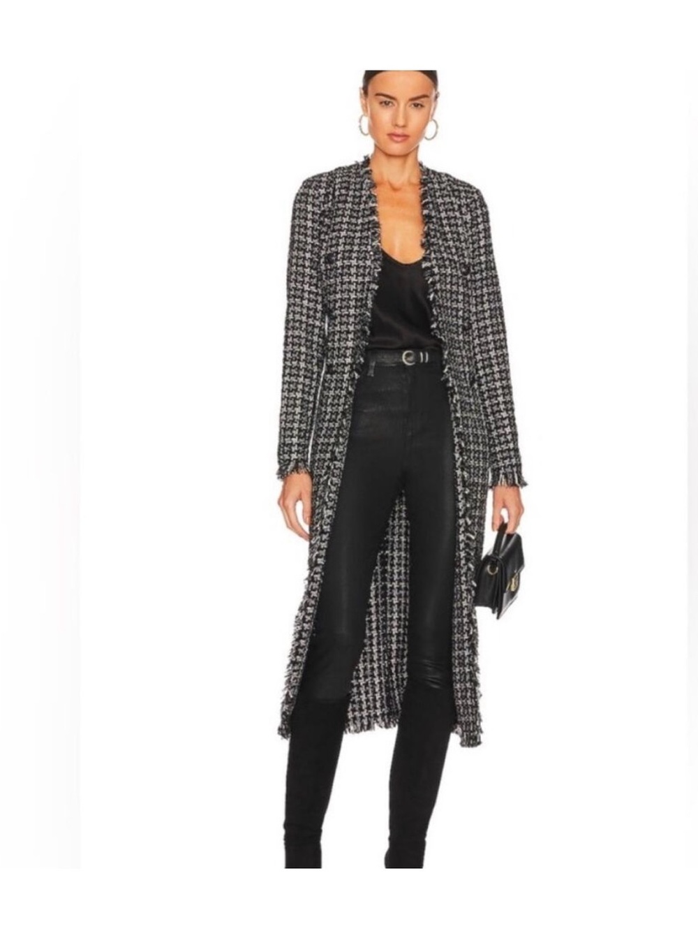 L'AGENCE Oakley Longline Tweed Belted Long Coat jacket - Picture 2 of 16